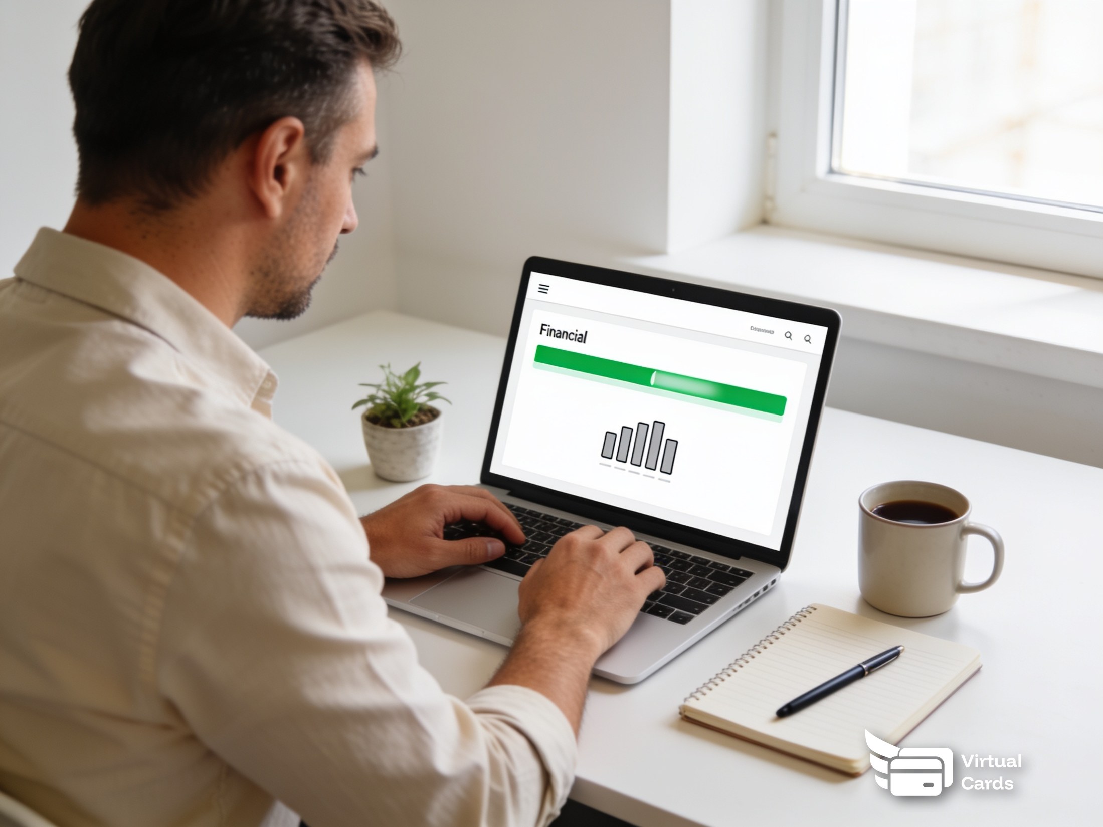 A small-business owner working at a laptop showing a spend-limit dashboard, representing the question of whether issuing a contractor a company card affects their 1099 status.
